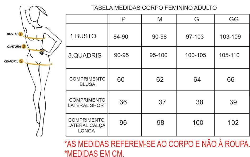 Tabela de medidas Tabela de medidas