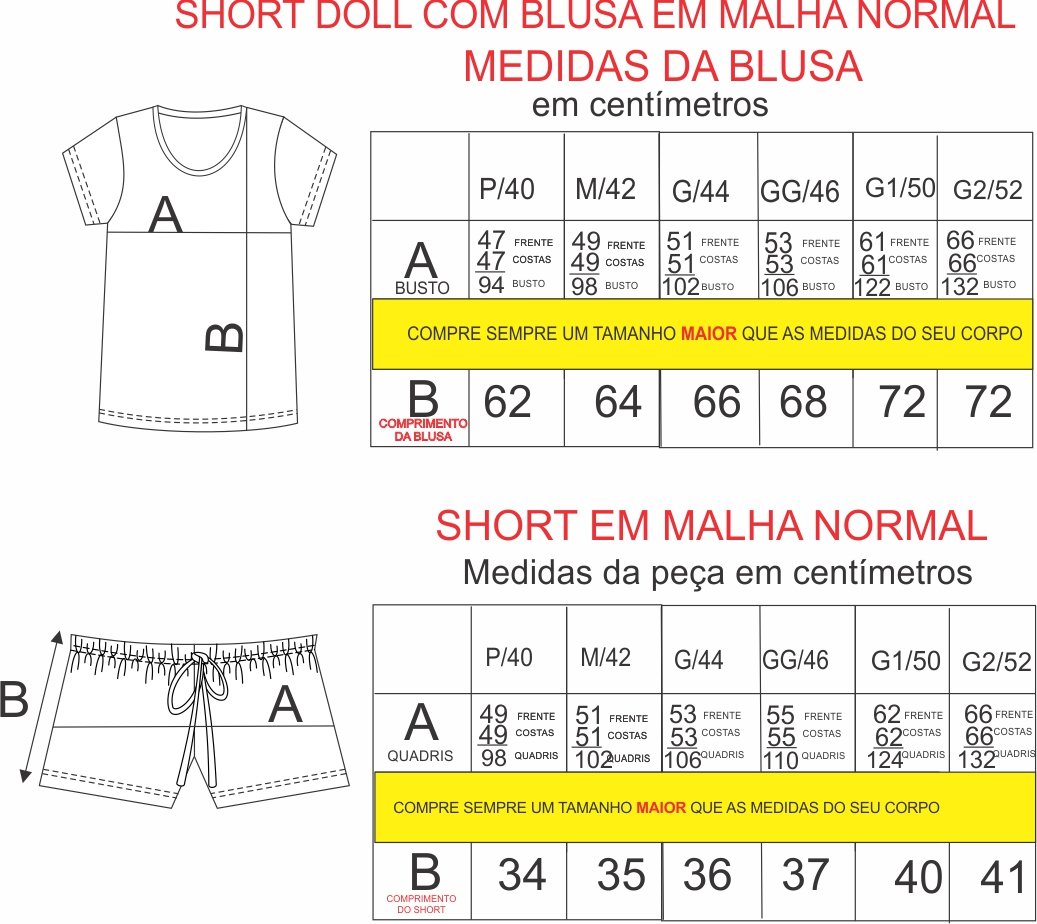 Tabela de medidas Tabela de medidas