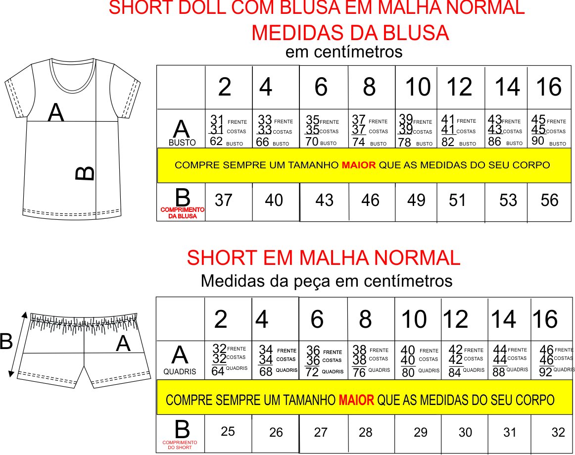 Tabela de medidas Tabela de medidas