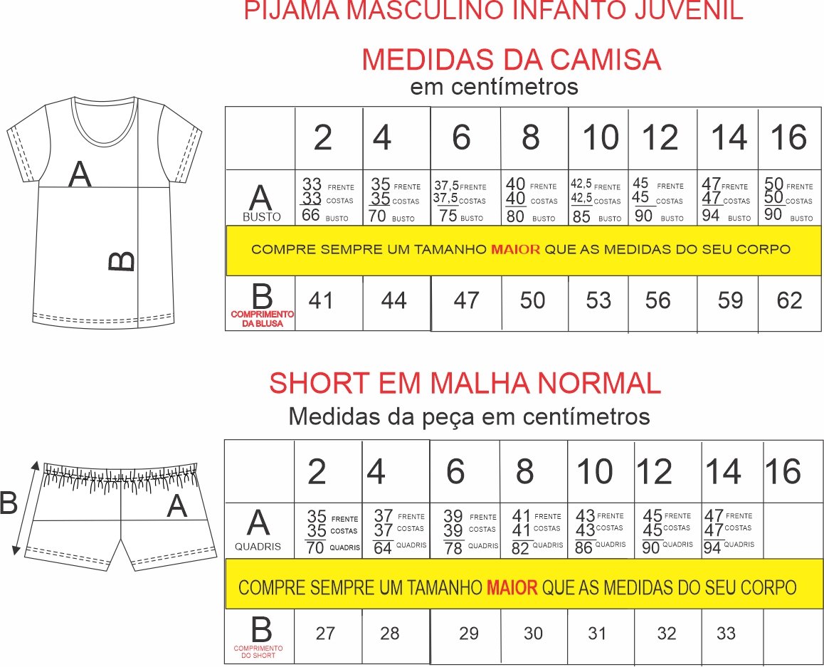 Tabela de medidas Tabela de medidas
