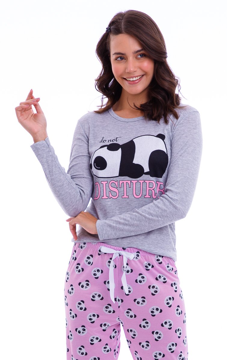 Pijama Feminino Americano Lua Chic Xadrez Salmão