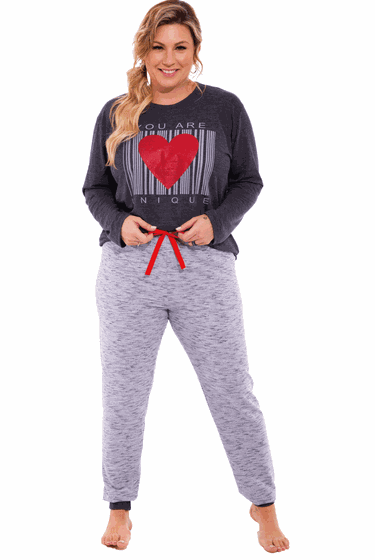 Pijama Plus Size Feminino Pinguim/Lulu Com Tapa Olho - Bella Pelle