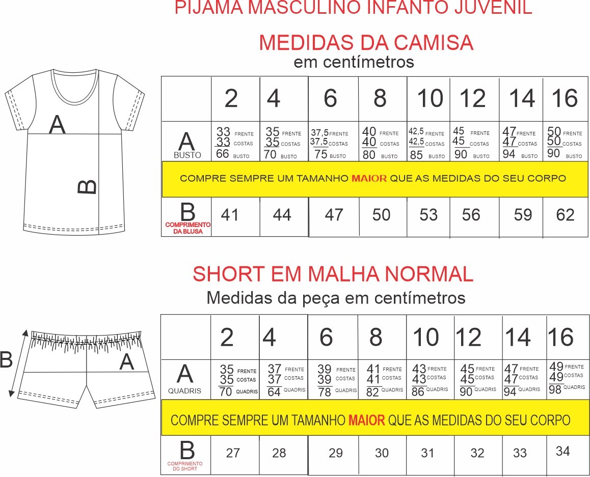 Tabela de medidas Tabela de medidas
