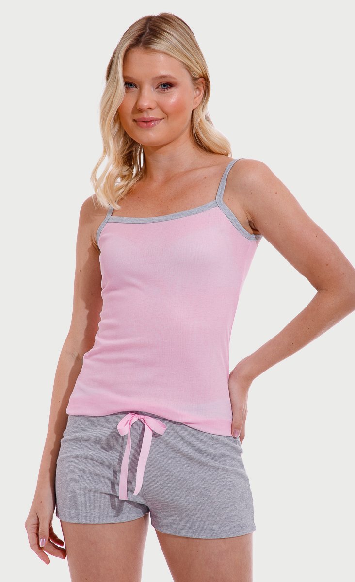 Pijama Feminino Lua Chic Ribana De Alcinha Rosa