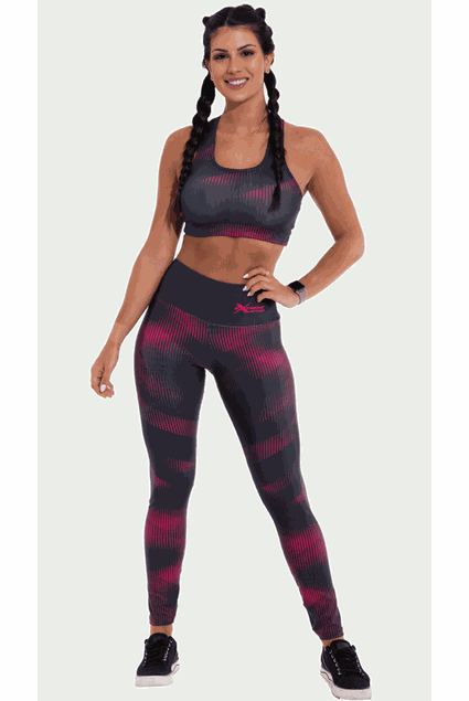 Legging Feminina Extreme Preto Poá Pink