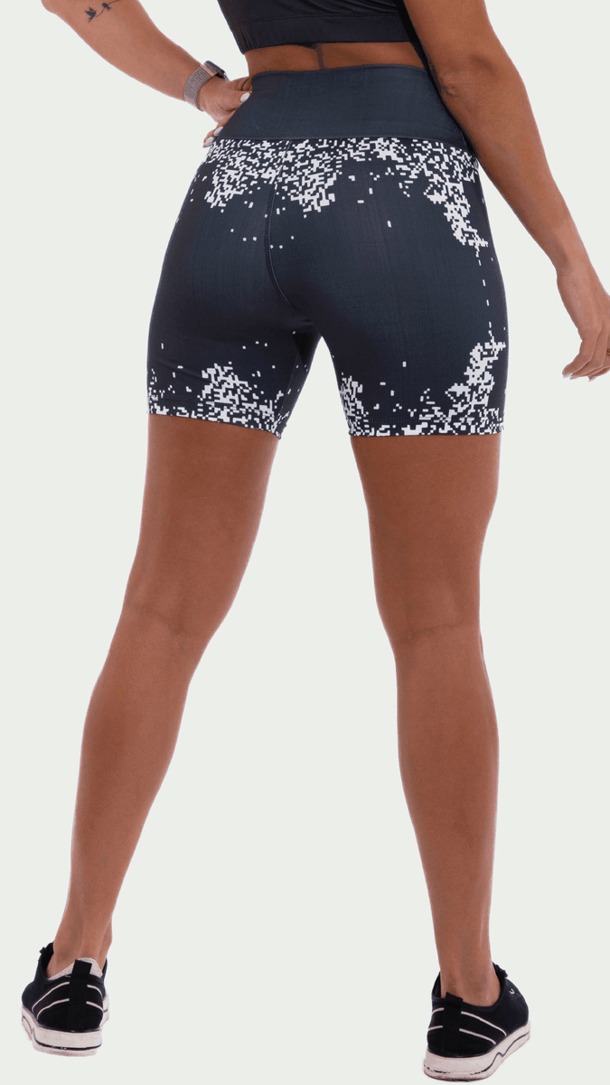 Short Legging Extreme Pixel Branco e Preto